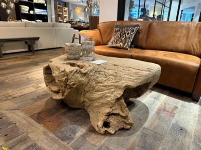 Table Basse En Bois d'Orme Tronc d’Arbre 107X80CM