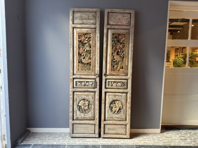 Set Antiek Chinese Wandpanelen Snijwerk